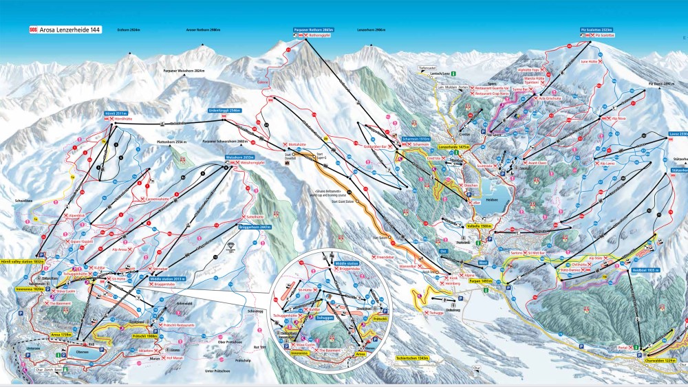 De pistekaart van Arosa Lenzerheide.